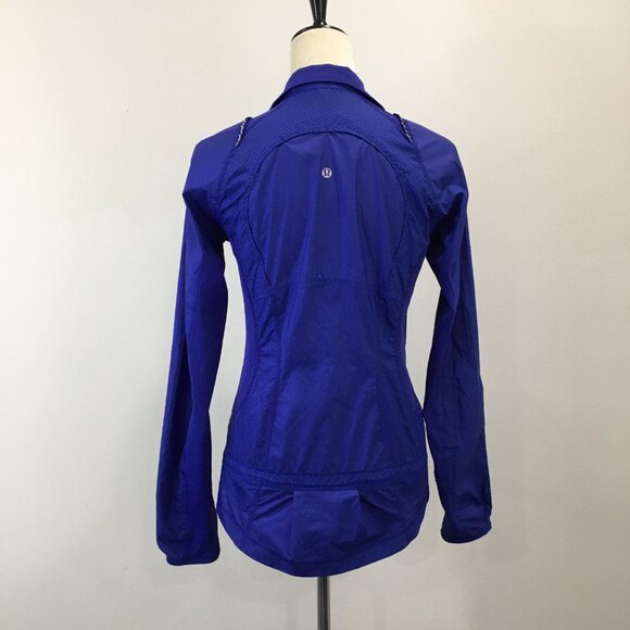 LULULEMON Athletica Blue Zip Pocket Mesh Insert Lightweight Activewear Jacket - Picture 8 of 16